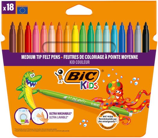 Pochette 18 Feutres BIC Kids Couleur Pointe Moyenne - Librairie Oxford City
