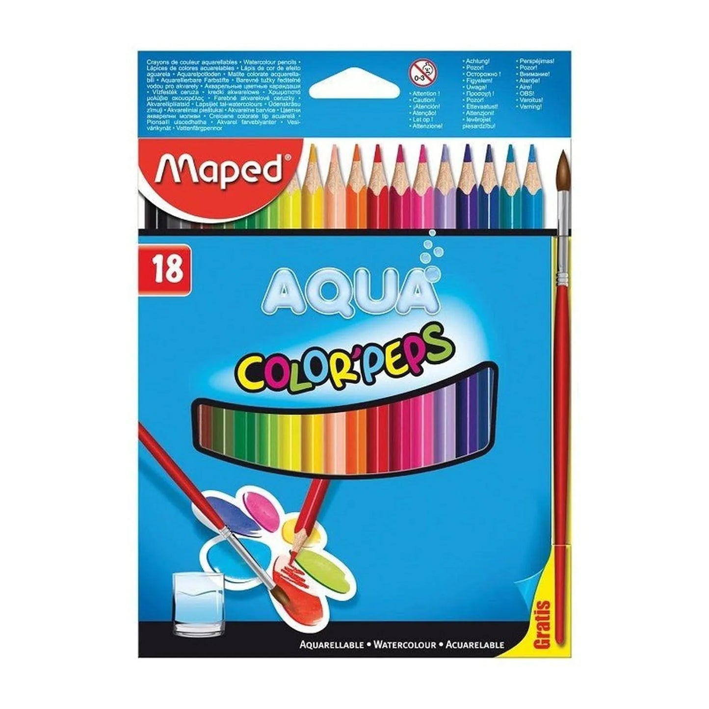 18 CRAYONS AQUA + PINCEAU - Librairie Oxford City