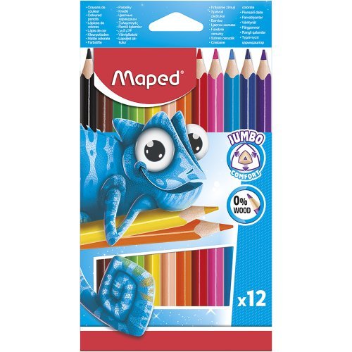 Crayon de couleur - Maped - Jumbo - Pulse sans bois (boîte de 12) - Librairie Oxford City