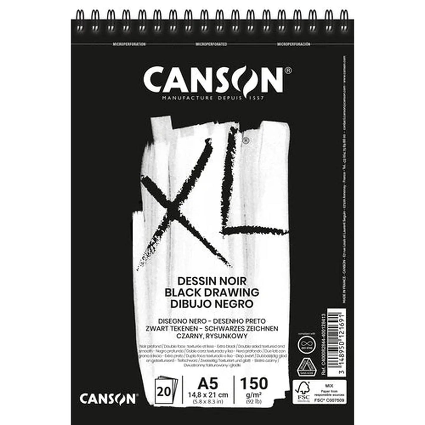 Album Canson XL Black Drawing – A5 – 20 feuilles – 150 g/m² - Librairie Oxford City