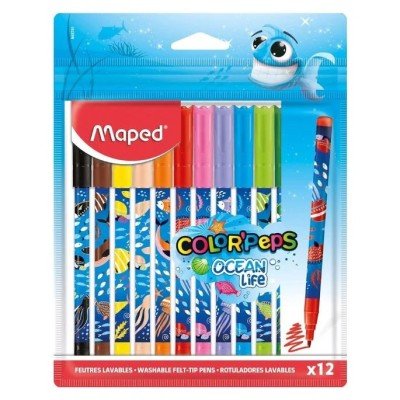 Pochette 12 Feutres Lavables Ocean Life Maped - Librairie Oxford City