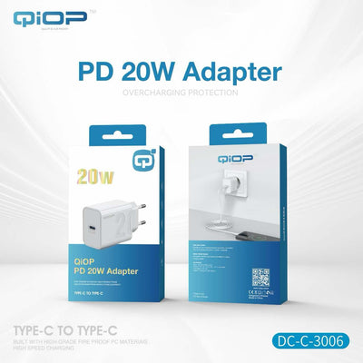 Chargeur QiOP PD 20W Type - C Blanc - Librairie Oxford City