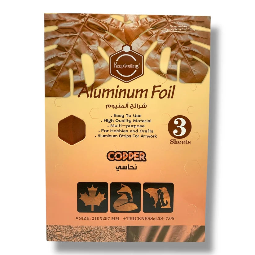 3 feuilles de papier aluminium couleur cuivre format A4 Keep Smiling