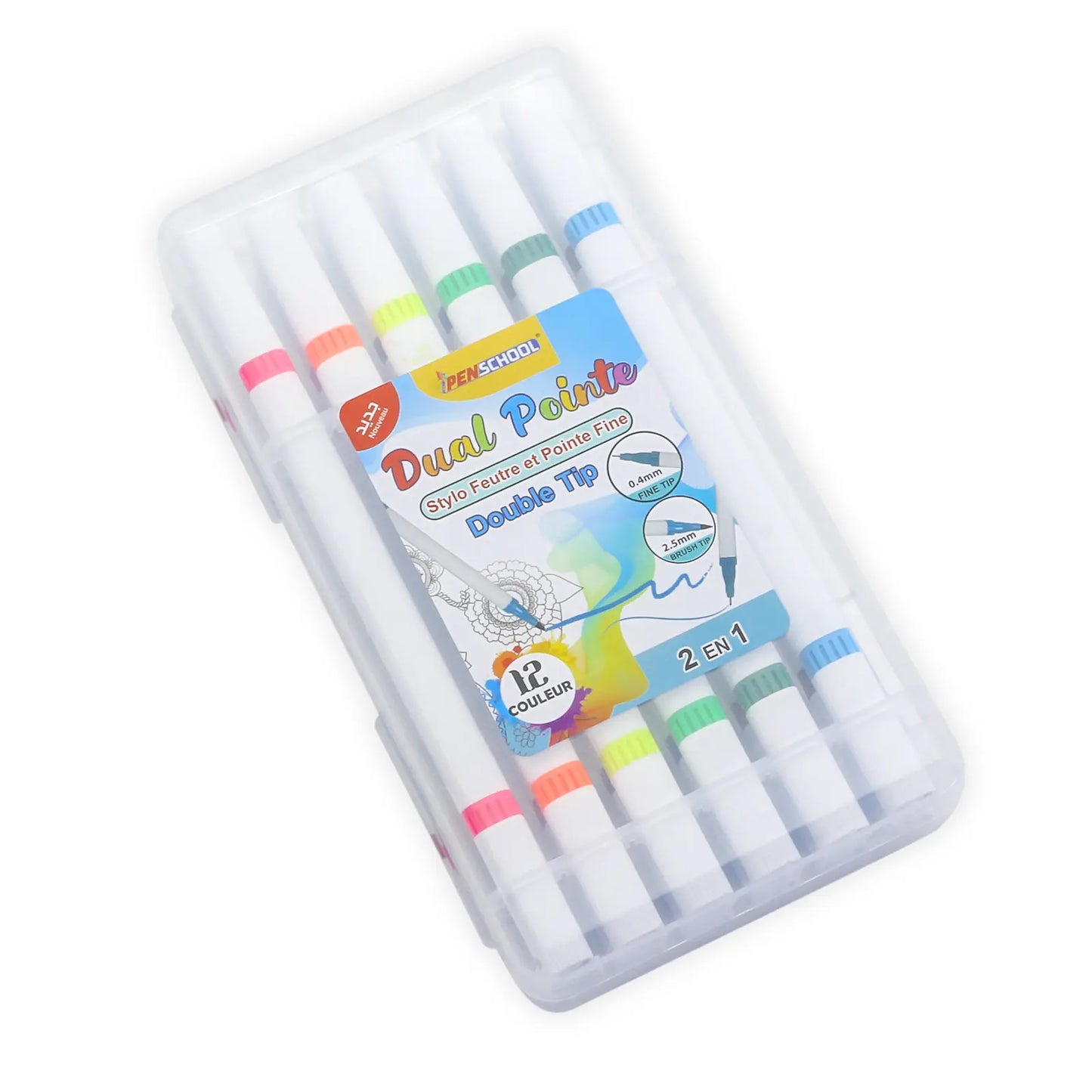 Set de 12 Feutres Double Pointe PenSchool – Dual Tip 2 en 1 - Librairie Oxford City