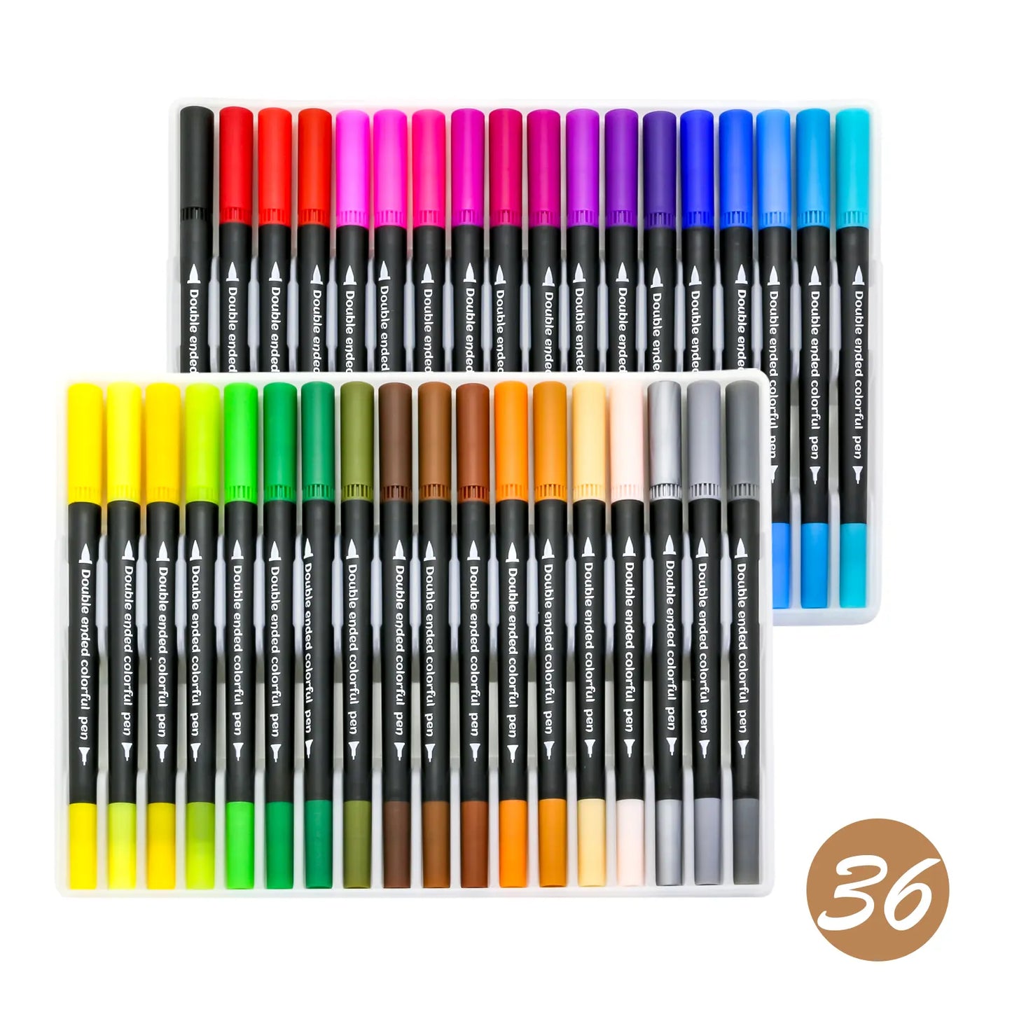 Set de 36 Feutres Double Pointe – Dual Tip Brush Pens - Librairie Oxford City