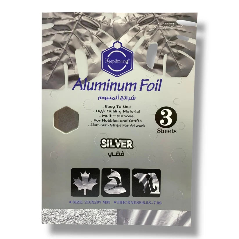 Papier aluminium argent Keep Smiling — lot de 3 feuilles format A4