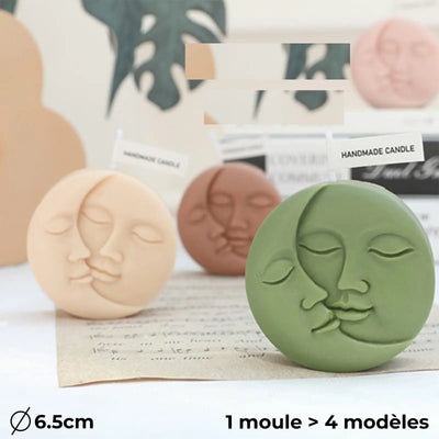 🌙 Moule Silicone Lune & Visage – Ø 6,5 cm | 1 Moule = 4 Modèles | Pour Bougie, Résine ou Plâtre - Librairie Oxford City