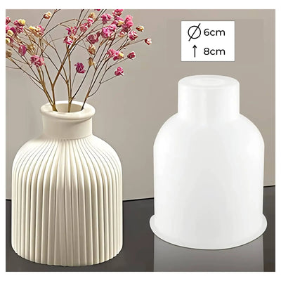 🏺 Moule Silicone Vase Plissé – 6 x 8 cm | Pour Résine, Ciment, Plâtre ou Bougie - Librairie Oxford City