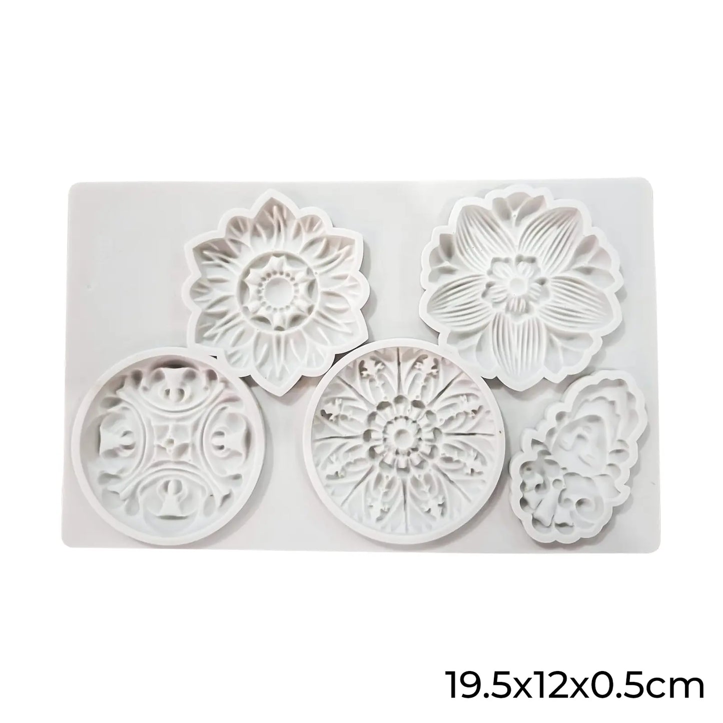 🌼 Moule Silicone Motifs Floraux & Ornementaux – 19,5 × 12 × 0,5 cm - Librairie Oxford City
