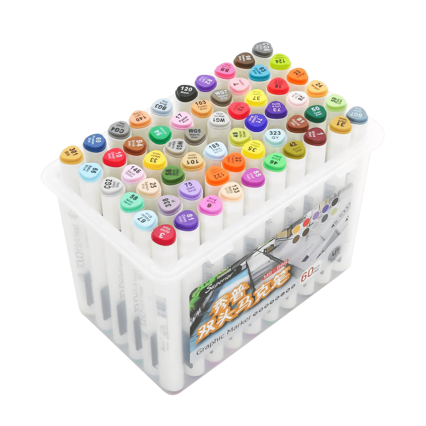 🎨 Set de 60 Marqueurs à Double Pointe – Touch Soft Head (16 cm) - Librairie Oxford City