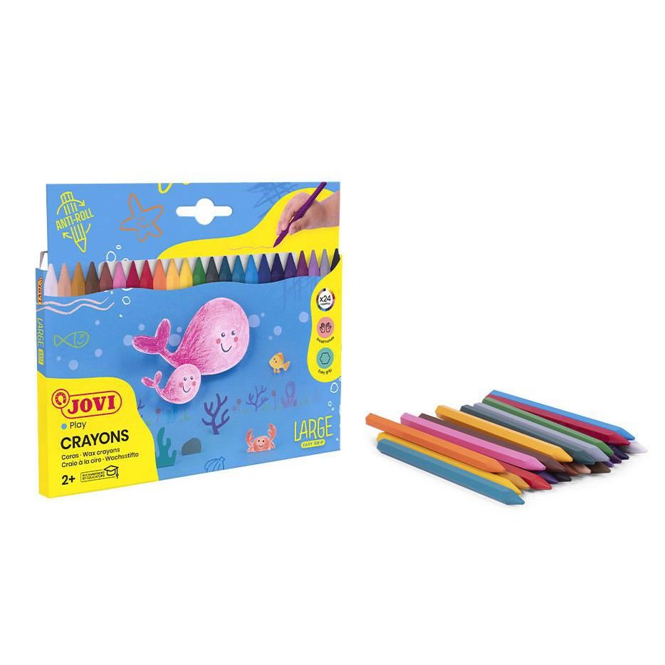Étui 24 Crayons de Cire Hexagonaux Jovi Anti - Roulement - Librairie Oxford City