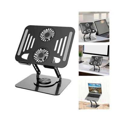 Support Ordinateur Métal Noir Ventilé Réglable - Librairie Oxford City