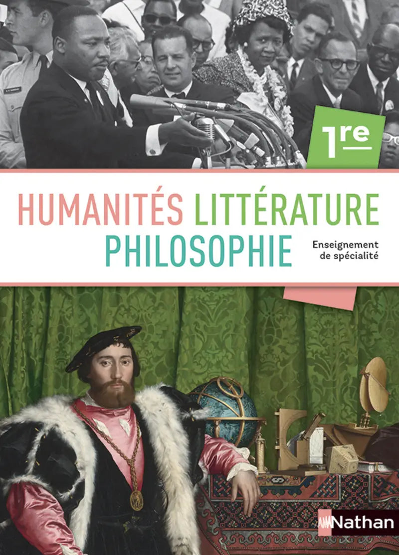 Manuel Nathan Humanités Littérature et Philosophie 1re, couverture noire verte et rose