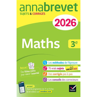 Annales du brevet 2026 - Annabrevet Maths 3e - Nouveau brevet - Librairie Oxford City