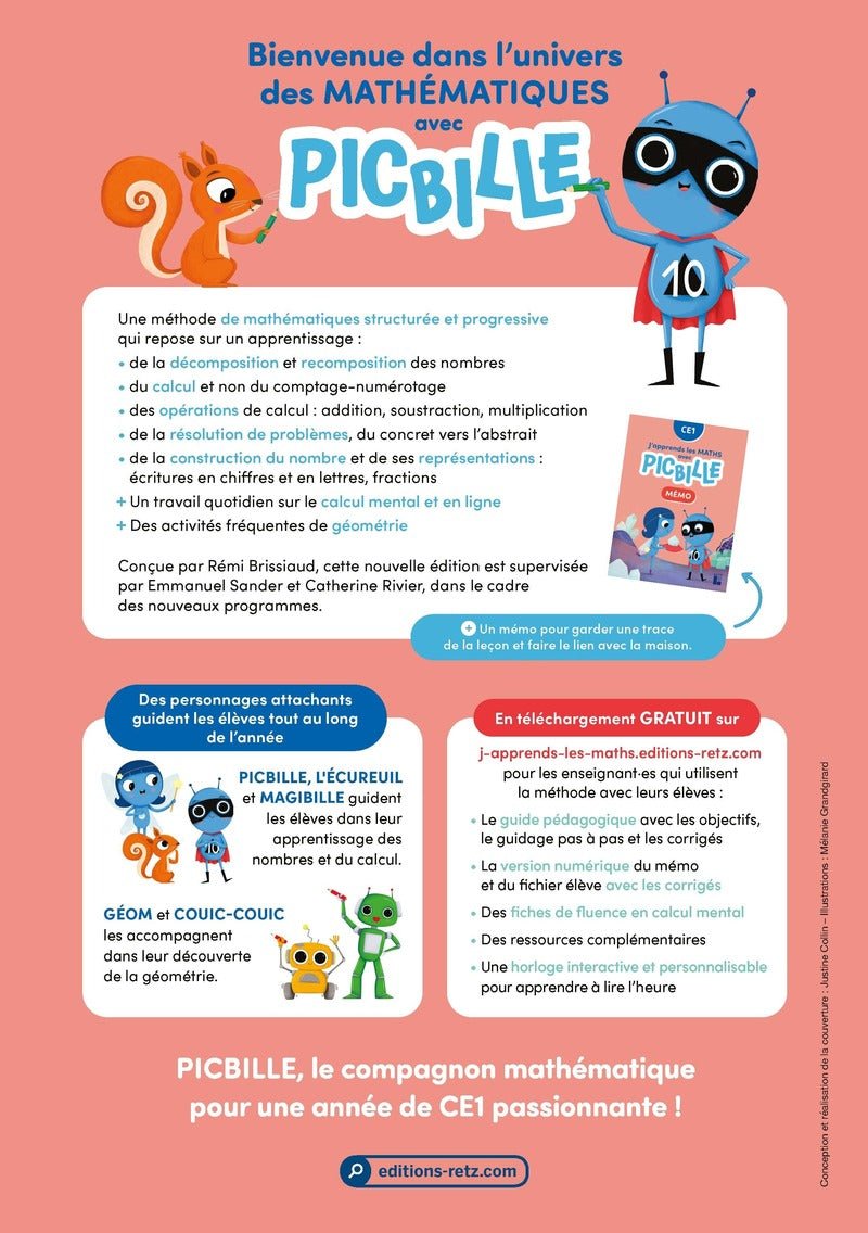 Méthode de Mathématiques avec Picbille CE1 – 2 Volumes (Retz) - Librairie Oxford City