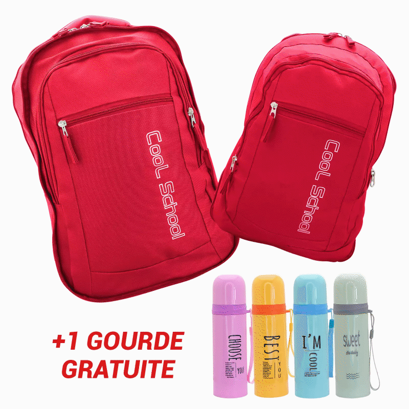 Cool School DuoPack – Sac à Dos 2en1 + Gourde Offerte