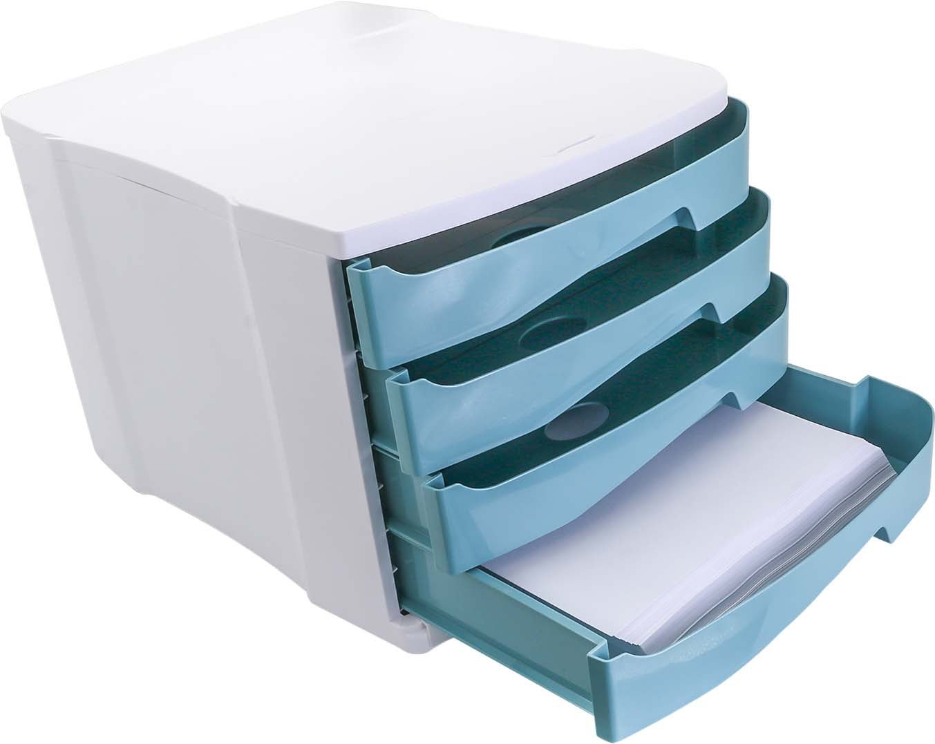 Bloc Tiroirs de Rangement 4 Niveaux – Multicolore / Bleu / Gris - Librairie Oxford City