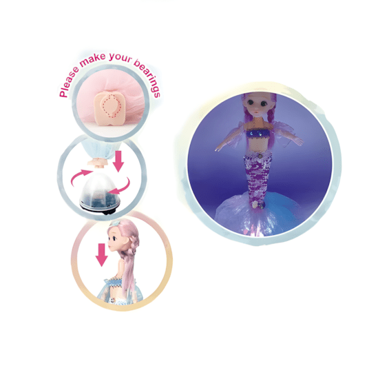 Poupée Sirène Musicale 🧜♀️ avec Lumières & Danse – 23cm - Librairie Oxford City