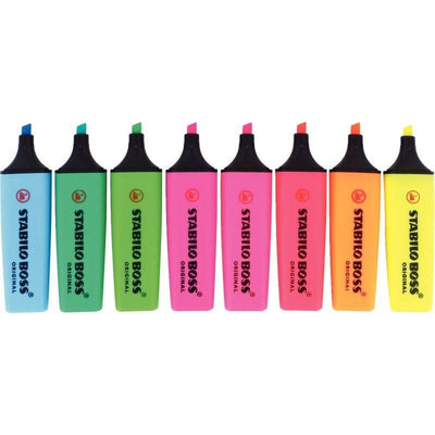 ⚡ STABILO BOSS ORIGINAL – Pochette Fluo Max (x8) 💛🧡💗💚💙💜❤️💎 - Librairie Oxford City