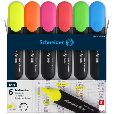 Pochette 6 surligneurs fluo Schneider Job aux couleurs vives
