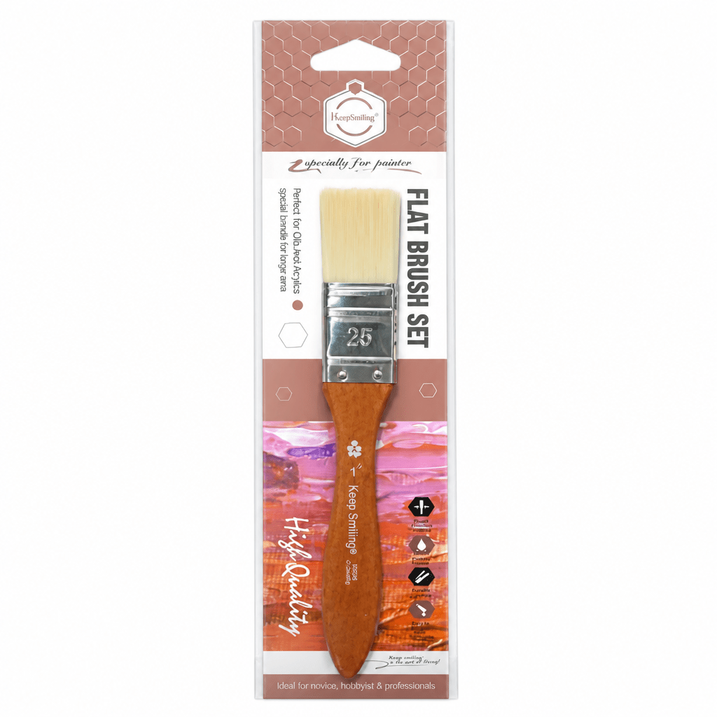 KeepSmiling Pinceau Plat N.25 — Manche en Bois - Librairie Oxford City