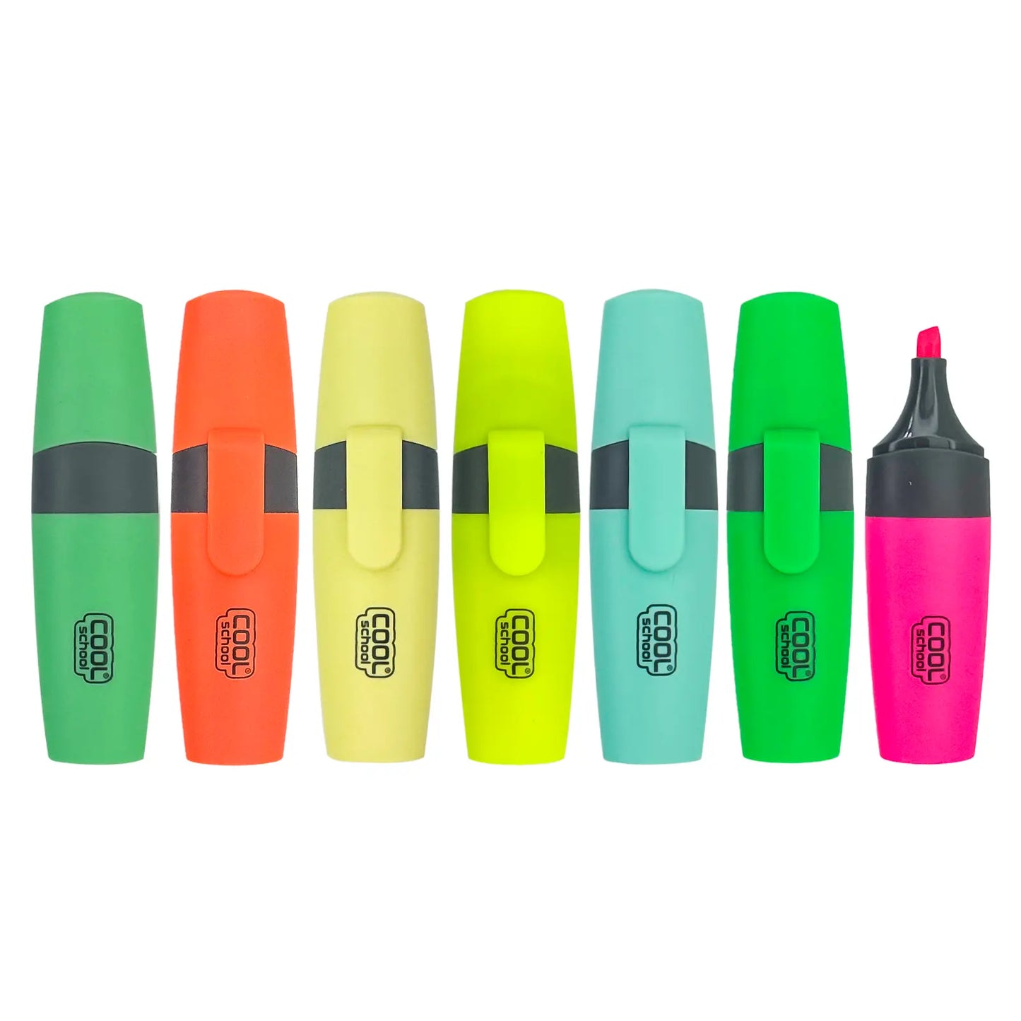 Cool School 💡 Highlighters (10cm) 🌈 – 6 Vibrant Colors 💚💛🧡💙💗 - Librairie Oxford City