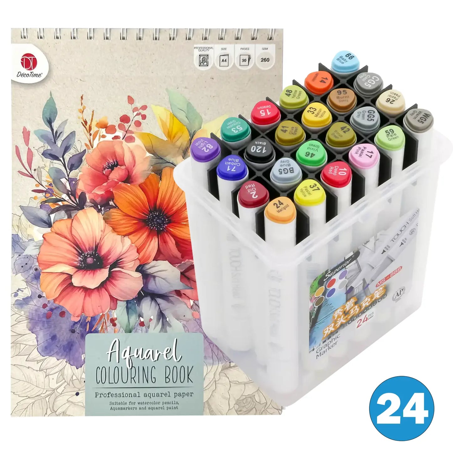 🌸 Blanc Color – Pack Aquarelle & Crayons Kalino