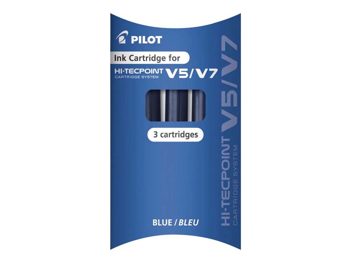 BLISTER 3 RECHCHARGE STYLO HI - TECPOINT V5/V7 BLEU PILOT - Librairie Oxford City