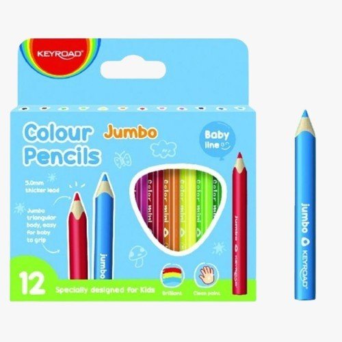 Blister de 12 Crayons couleur JUMBO - KEYROAD - Librairie Oxford City