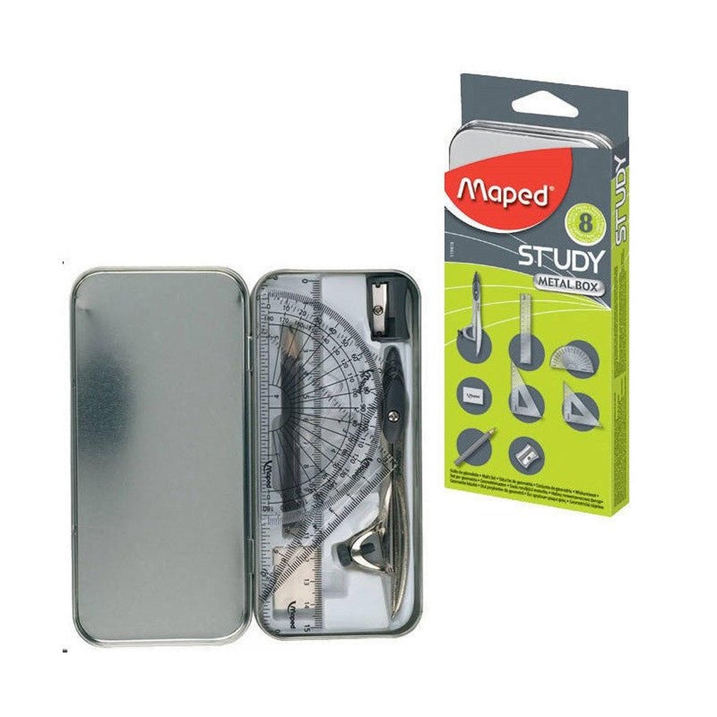 BOITE GEO STUDY 8 PCS MAPED - Librairie Oxford City