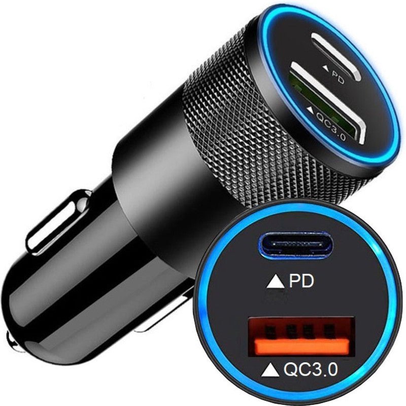 Chargeur Allume Cigare USB Type C PD 20W+18W USB QC 3.0 - Noir - Librairie Oxford City