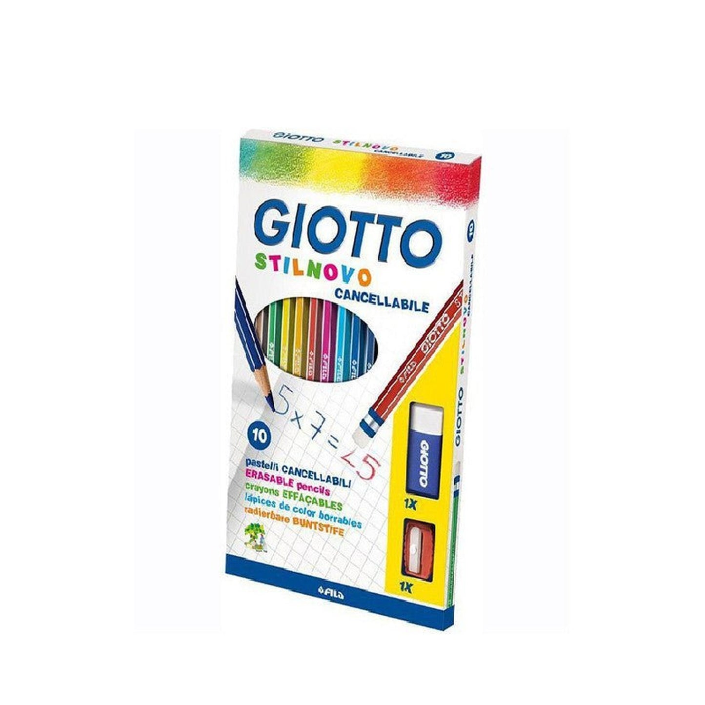 CRAYON COULEUR EFFACABLE+TAILLE CRAYON+GOMME GIOTTO - Librairie Oxford City