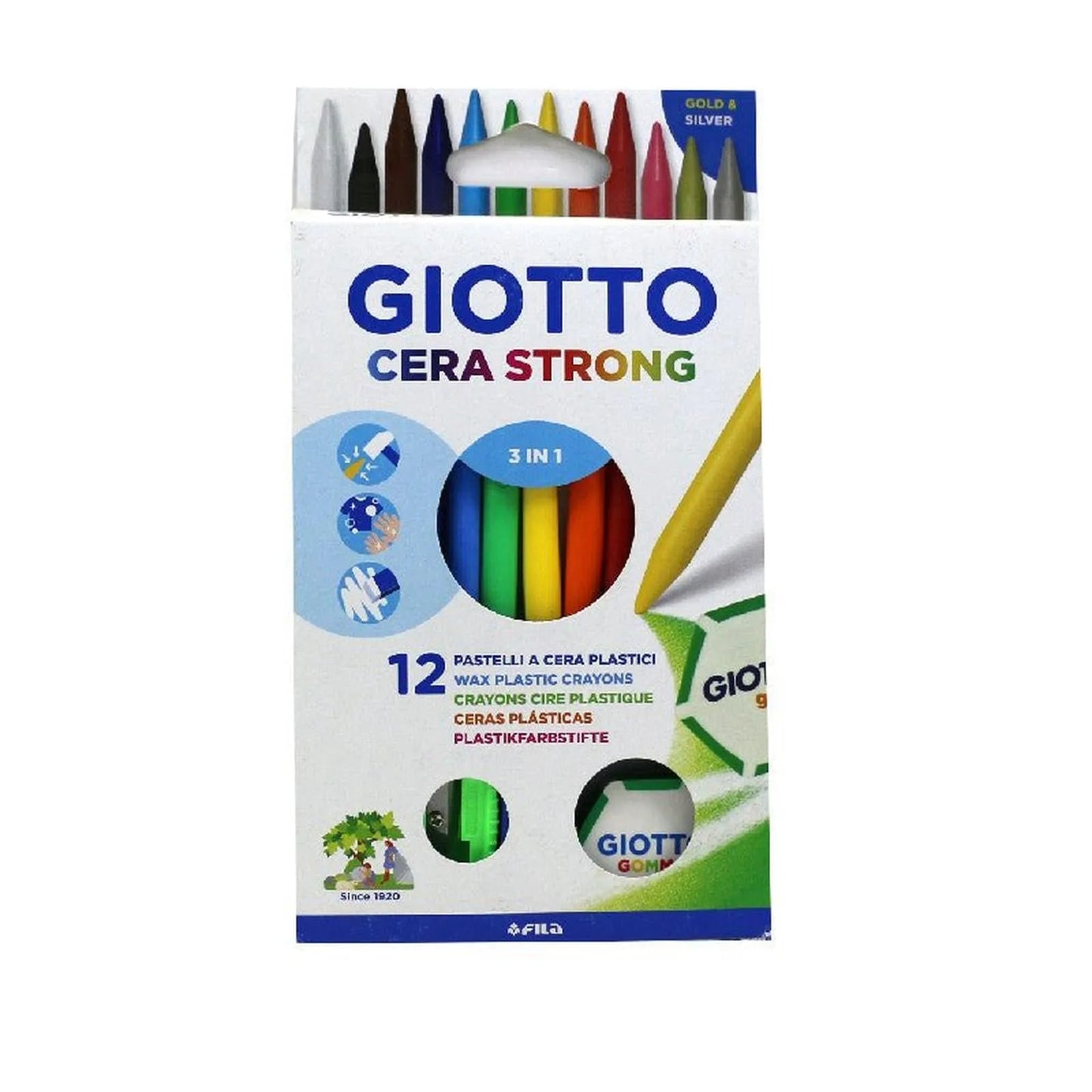 CRAYON WAX DE 12 EFFACABLE + GOMME + TAILLE CRAYON GIOTTO - Librairie Oxford City