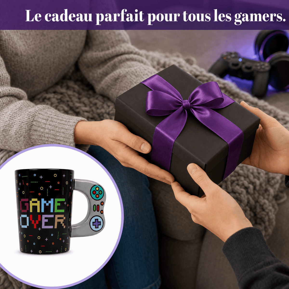 Mug Céramique Noir — Anse Manette de Jeu & Design Pixel - Librairie Oxford City
