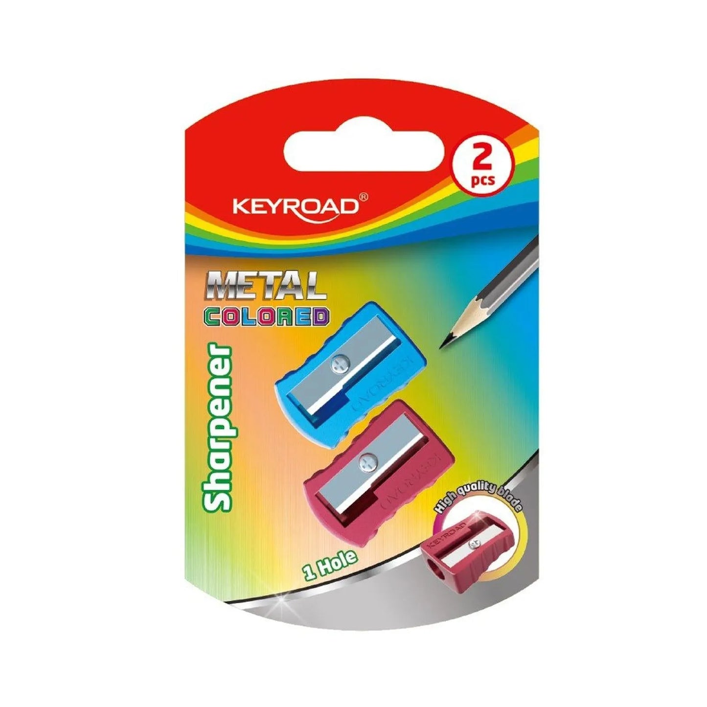 Lot 2 tailles crayon colorful 1 trou métal - Librairie Oxford City