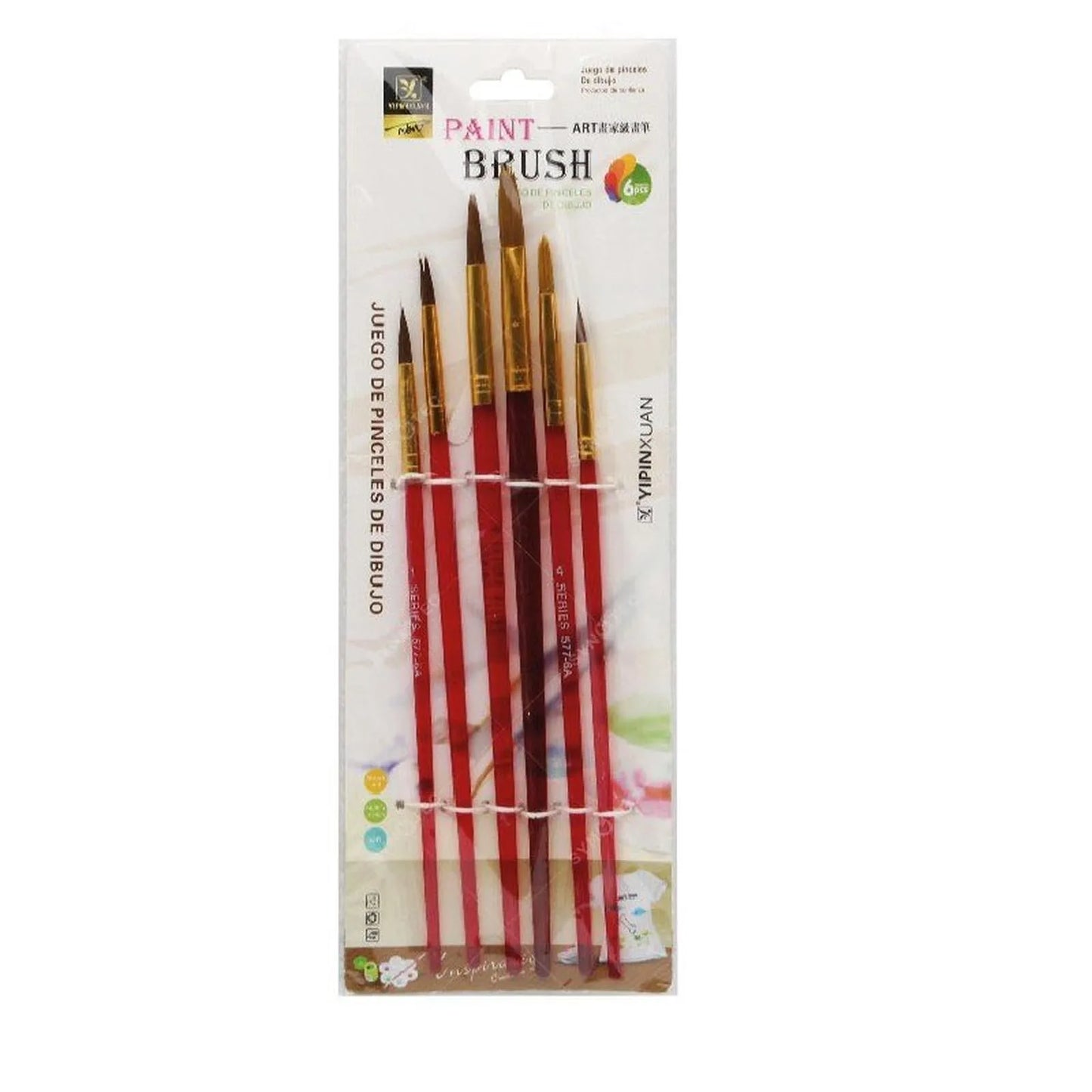 POCH. 6 PINCEAUX ROND REF 577 - 6A ROUGE - Librairie Oxford City