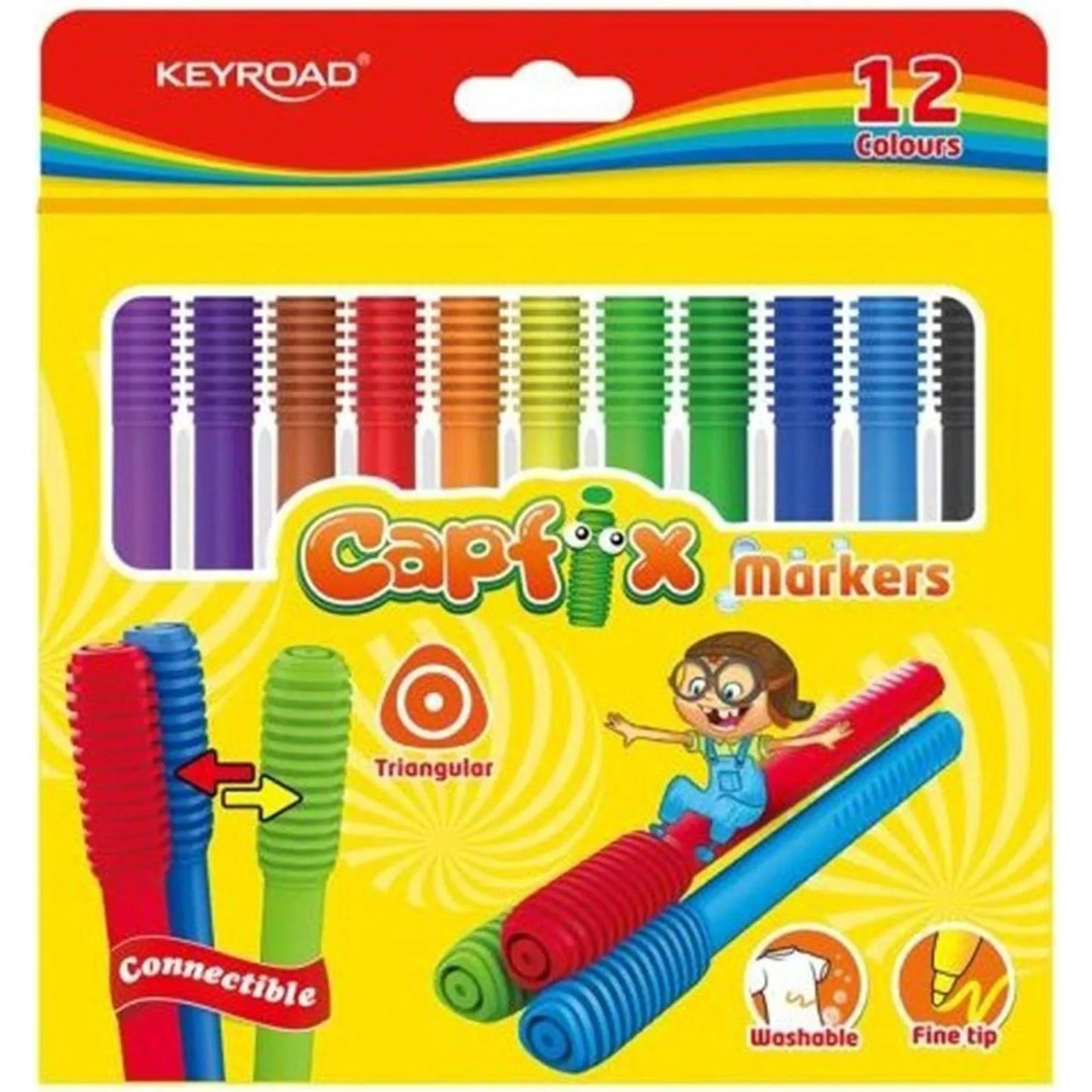 Pochette de 12 Feutres Capfix, Keyroad - Librairie Oxford City