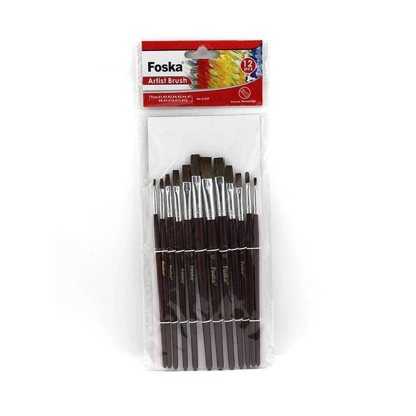 POCHETTE DE 12 PINCEAUX PLAT S105F FOSKA - Librairie Oxford City
