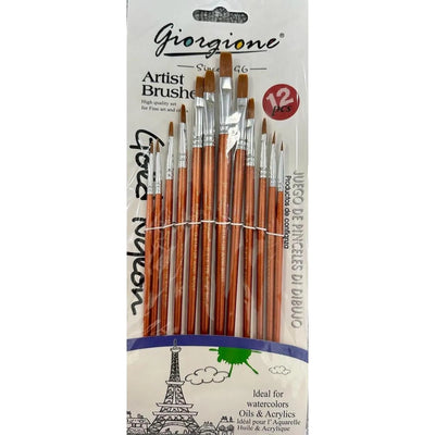 Pochette de 12 Pinceaux Rond G - 818 - 12B |Giorgione - Librairie Oxford City