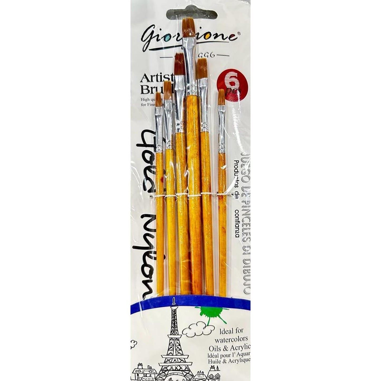 Pochette de 6 Pinceaux Rond G - 577 - 6B | Giorgione - Librairie Oxford City