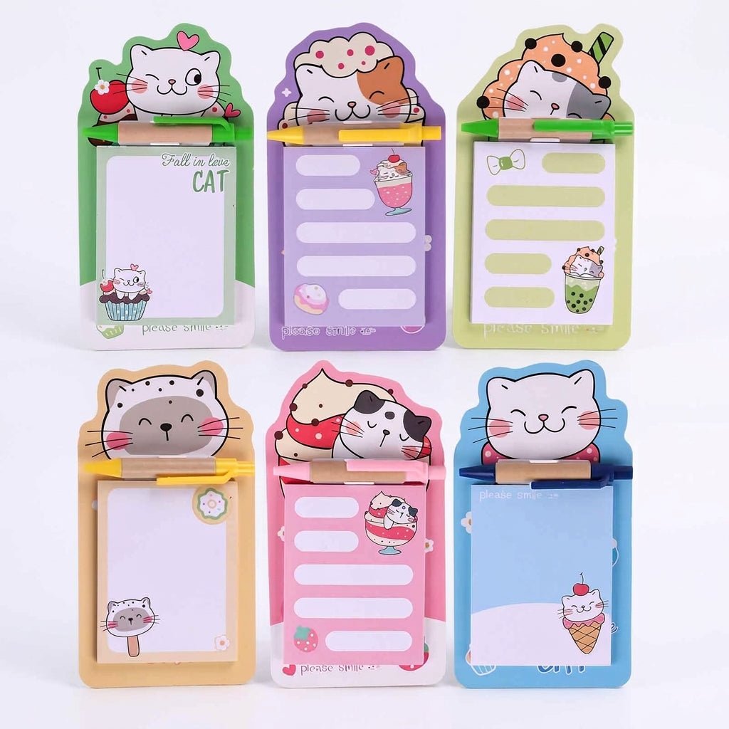Bloc - notes Magnétique Chat Kawaii avec Stylo — Please Smile - Librairie Oxford City