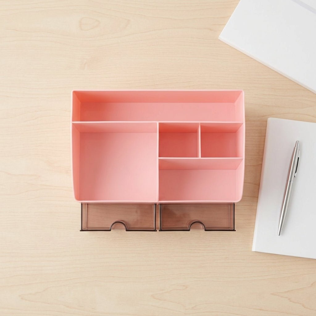 Organiseur de Bureau Multi - Compartiments avec Tiroirs — Rose / Bleu / Blanc - Librairie Oxford City