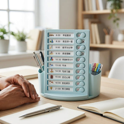 Organiseur de Bureau Rotatif avec Tableau de Tâches et Étiquettes — Bleu - Librairie Oxford City