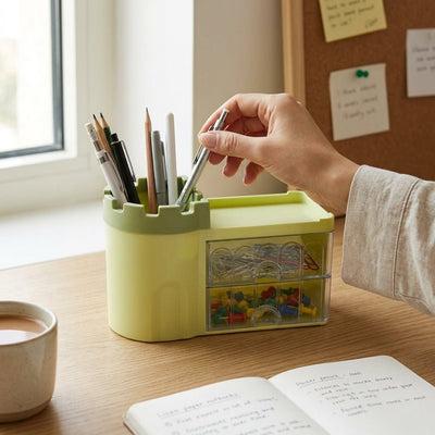 Organiseur de Bureau Château avec Tiroirs — Bleu / Rose / Vert / Violet - Librairie Oxford City
