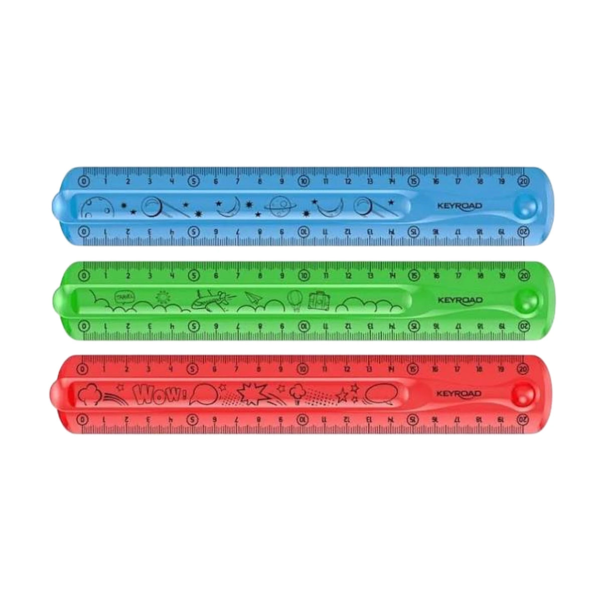Règle plate flexible Keyroad Flex-Draw 30 cm avec motifs colorés bleu vert rouge