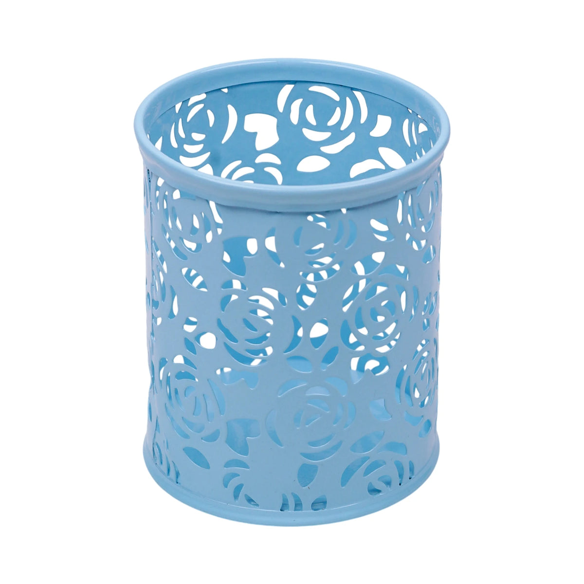 Porte-Stylos Cylindrique en Métal — Décor Floral Bleu - Librairie Oxford City