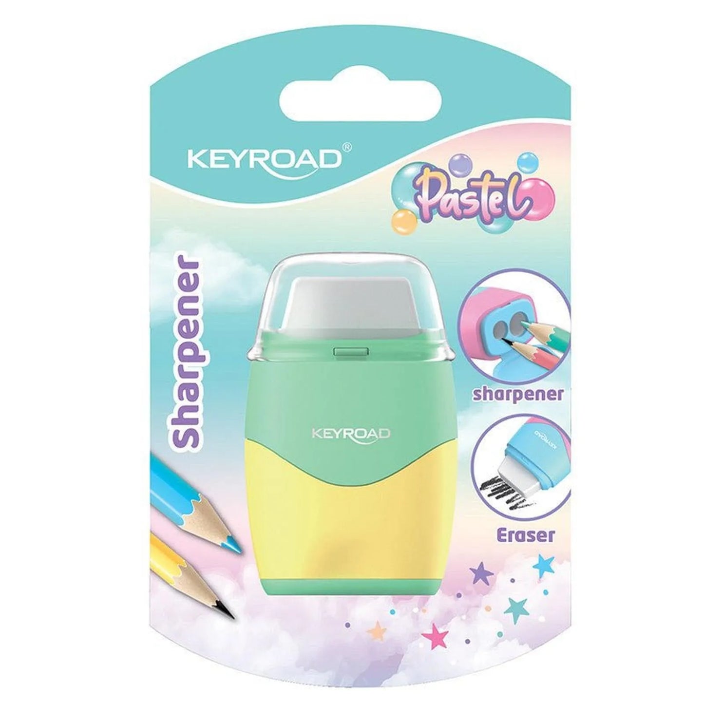Taille Crayon 2 en 1+ Gomme Couleur pastel - Librairie Oxford City