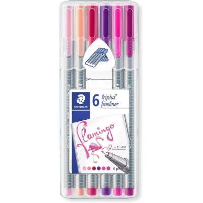 Librairie Oxford City Pochette 6 Stylos triplus Fineliner - Flamingo Stylos tunisie