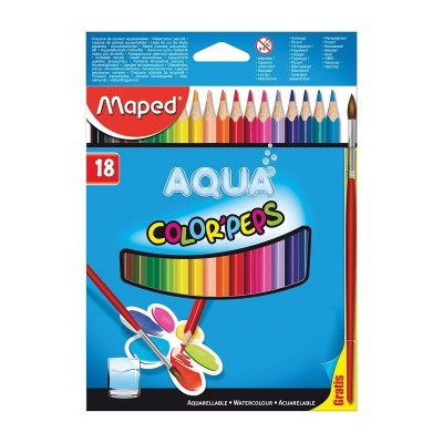 18 CRAYONS AQUA  + PINCEAU