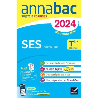 annabac 2024 - Sujets & Corrigés - SES - Tle générale